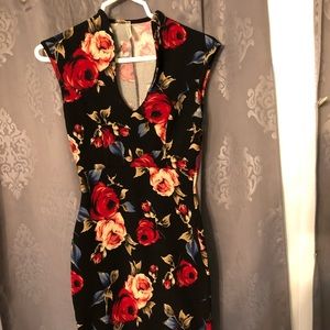 Glare black floral dress